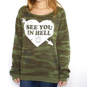 Creep Street See You in Hell Camo Sweatshirt - Size Small